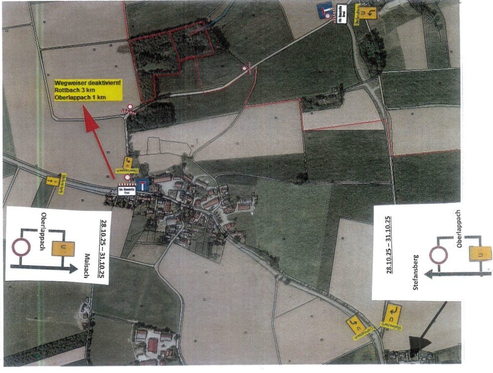 Vollsperrung zwischen Stefansberg und Oberlappach