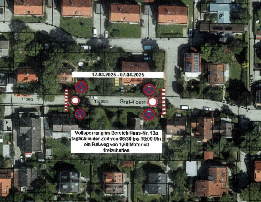 Vollsperrung Graf-Toerring-Straße 13a, Plan 1